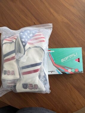 USA Golf Club Covers and 12 pack softfli translucent golf balls
